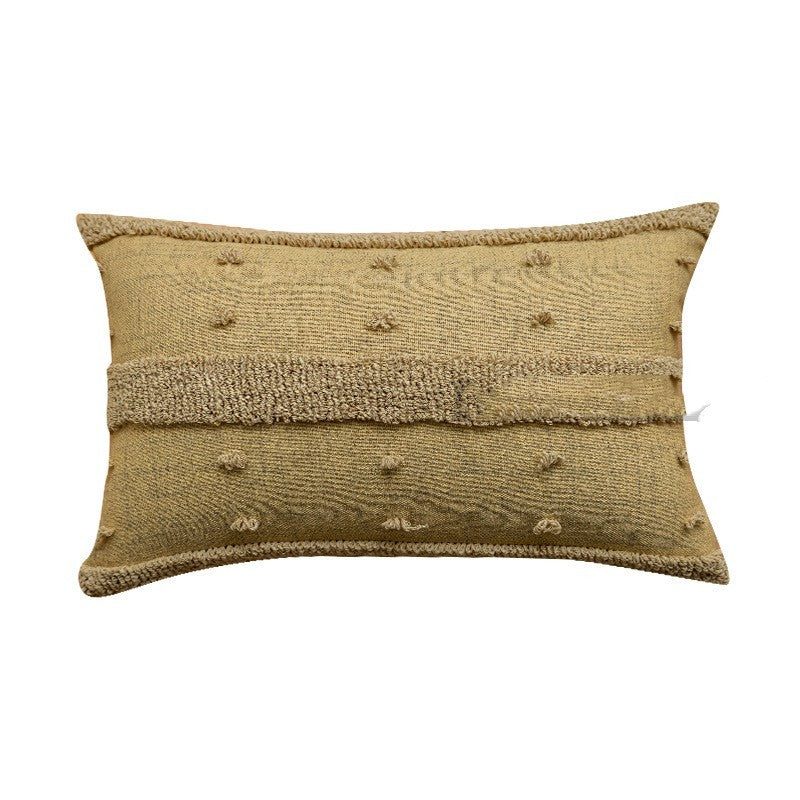 HKM-572627 Geometric Loop Velvet Cushion - Embroidered Decorative Pillow (45x45cm & 30x50cm)