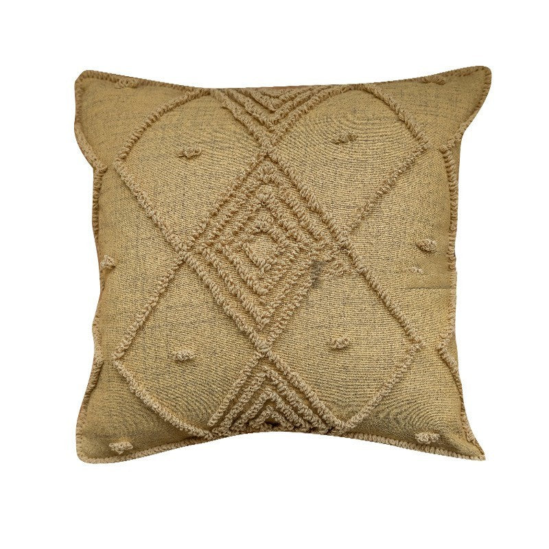HKM-572627 Geometric Loop Velvet Cushion - Embroidered Decorative Pillow (45x45cm & 30x50cm)