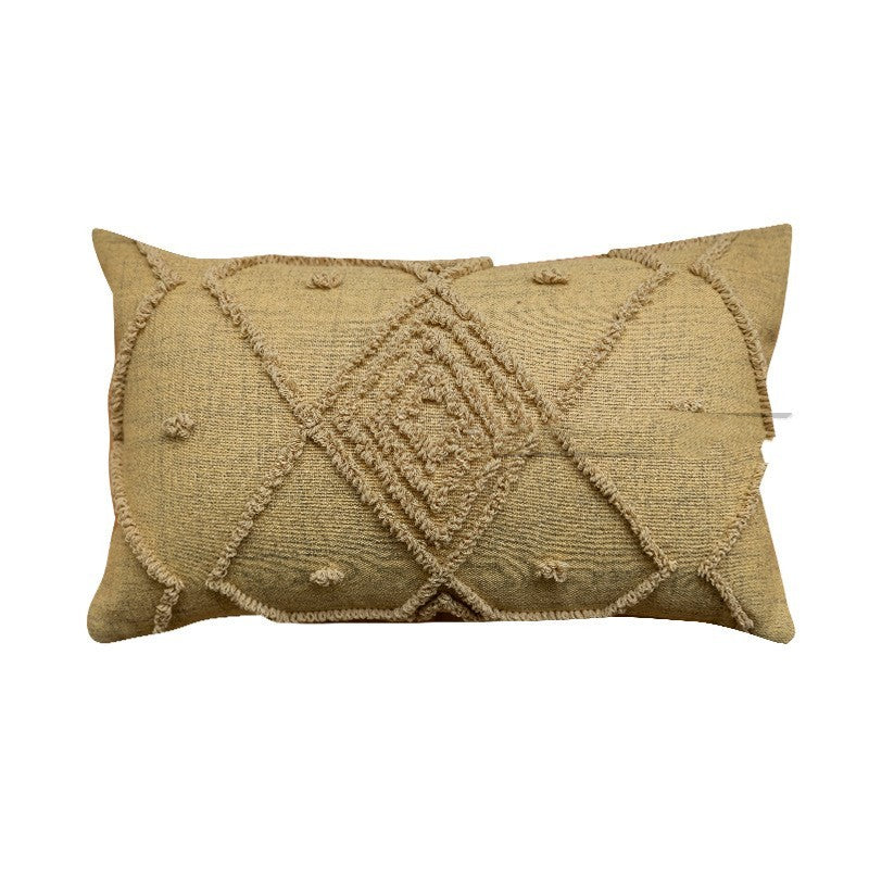 HKM-572627 Geometric Loop Velvet Cushion - Embroidered Decorative Pillow (45x45cm & 30x50cm)