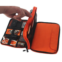 HKM-572691 Compact Multi-Purpose Data Cable Storage Bag with Durable Nylon Exterior and Double Zipper Design