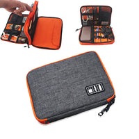 HKM-572691 Compact Multi-Purpose Data Cable Storage Bag with Durable Nylon Exterior and Double Zipper Design