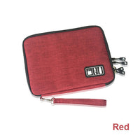HKM-572691 Compact Multi-Purpose Data Cable Storage Bag with Durable Nylon Exterior and Double Zipper Design