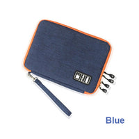 HKM-572691 Compact Multi-Purpose Data Cable Storage Bag with Durable Nylon Exterior and Double Zipper Design