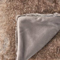 HKM-572819 Cozy Faux Fur Throw Blanket - 50" x 60", Brown, Soft and Warm