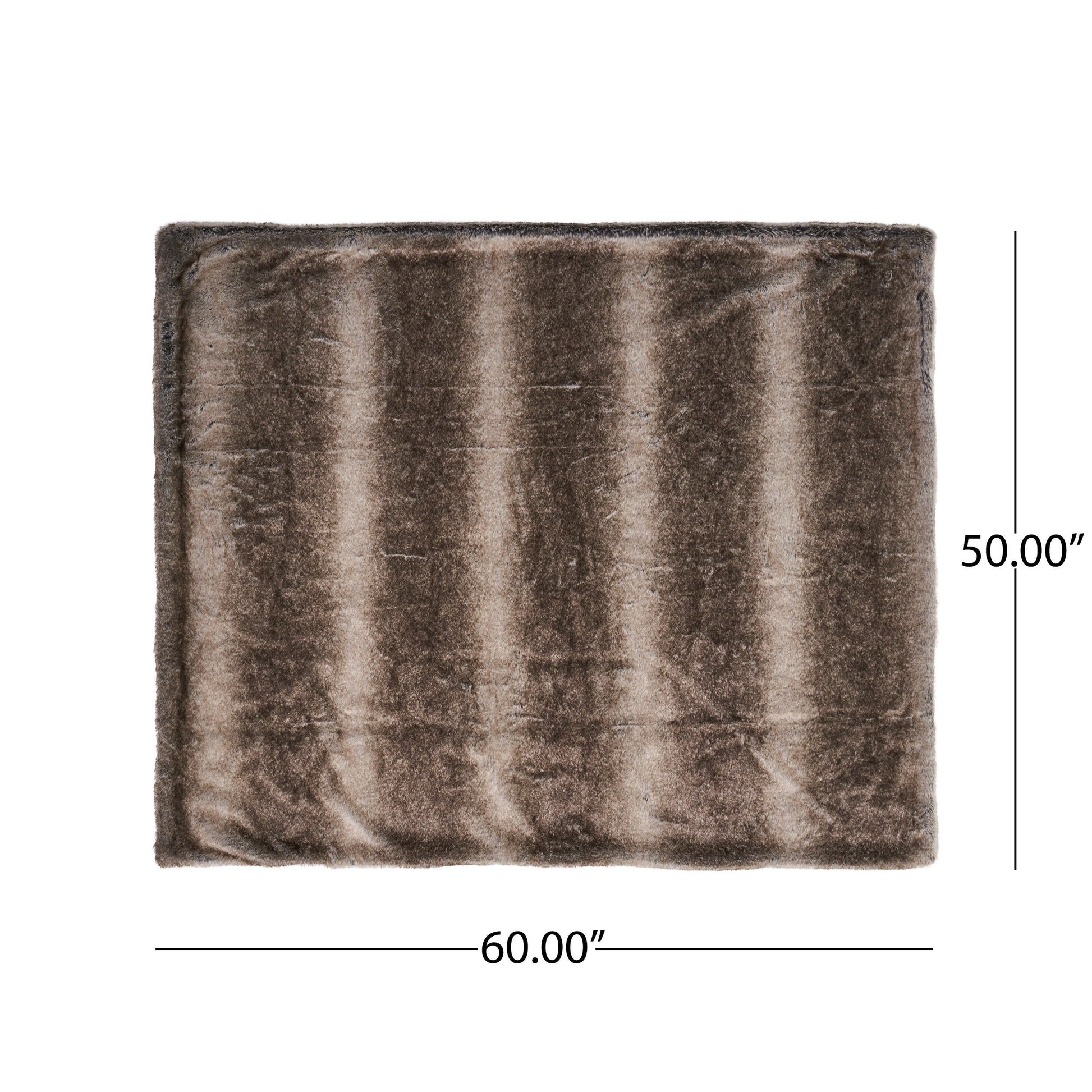 HKM-572819 Cozy Faux Fur Throw Blanket - 50" x 60", Brown, Soft and Warm