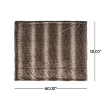 HKM-572819 Cozy Faux Fur Throw Blanket - 50" x 60", Brown, Soft and Warm