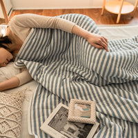 HKM-572819 Knitted Pure Cotton Summer Quilt - Available in Various Sizes and Striped Designs