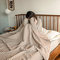 HKM-572819 Knitted Pure Cotton Summer Quilt - Available in Various Sizes and Striped Designs