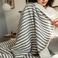 HKM-572819 Knitted Pure Cotton Summer Quilt - Available in Various Sizes and Striped Designs