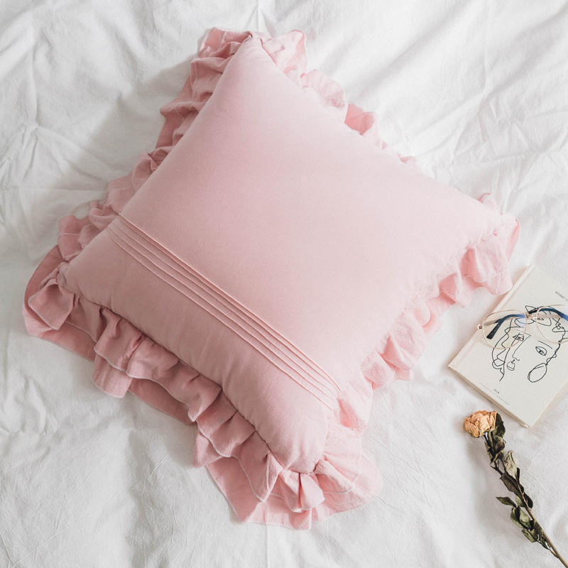 HKM-572883 Ruffled Pure Cotton Pillowcase in Various Colors – 45x45cm