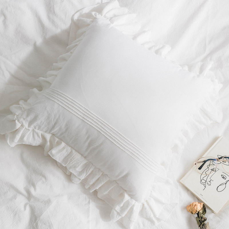 HKM-572883 Ruffled Pure Cotton Pillowcase in Various Colors – 45x45cm