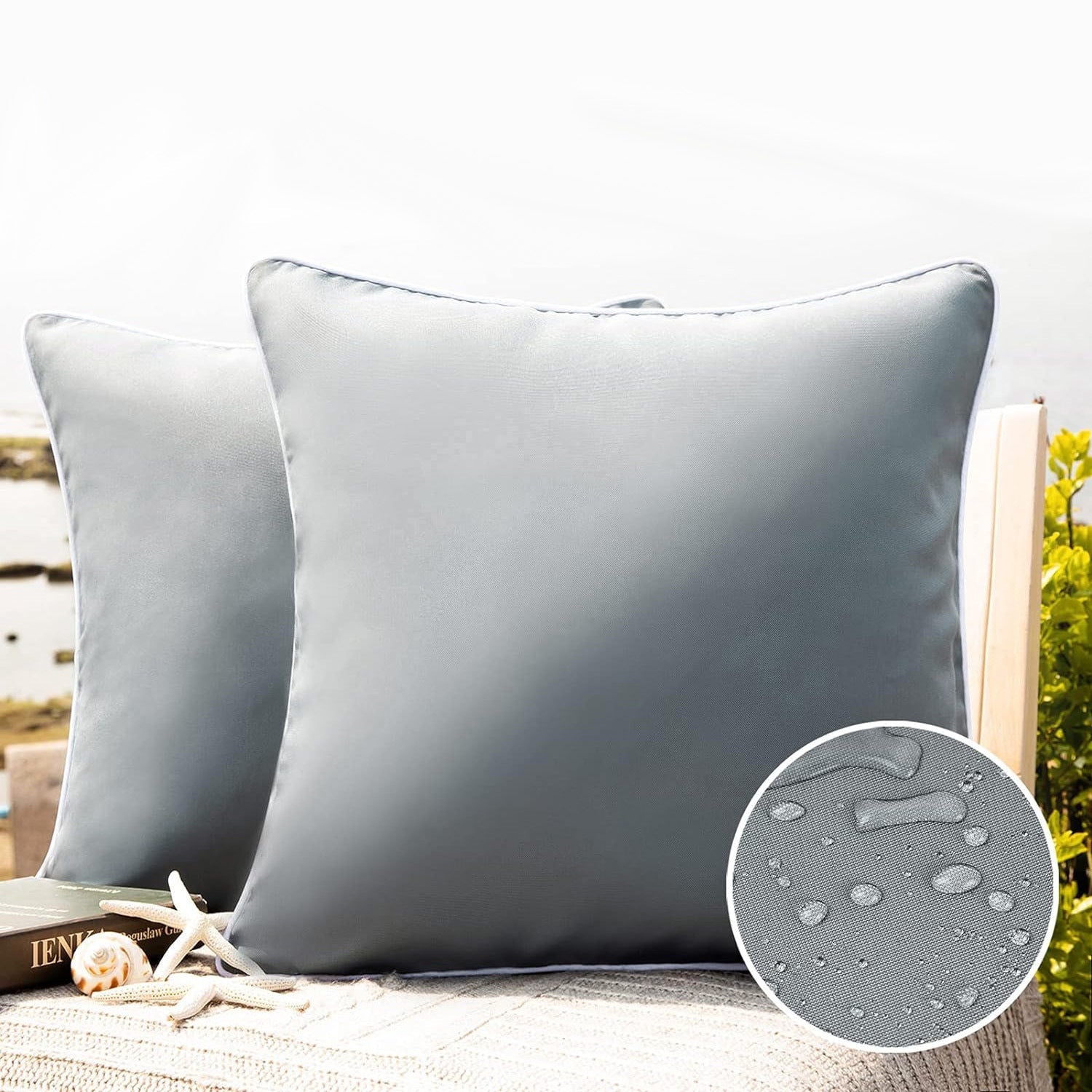 HKM-572947 Outdoor Waterproof Decorative Pillow Cover for Patio and Tent - Square Cushion Case