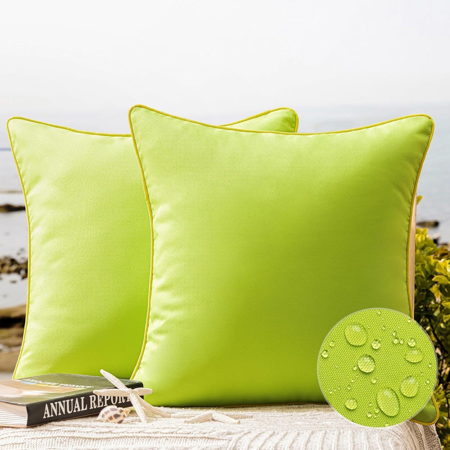HKM-572947 Outdoor Waterproof Decorative Pillow Cover for Patio and Tent - Square Cushion Case