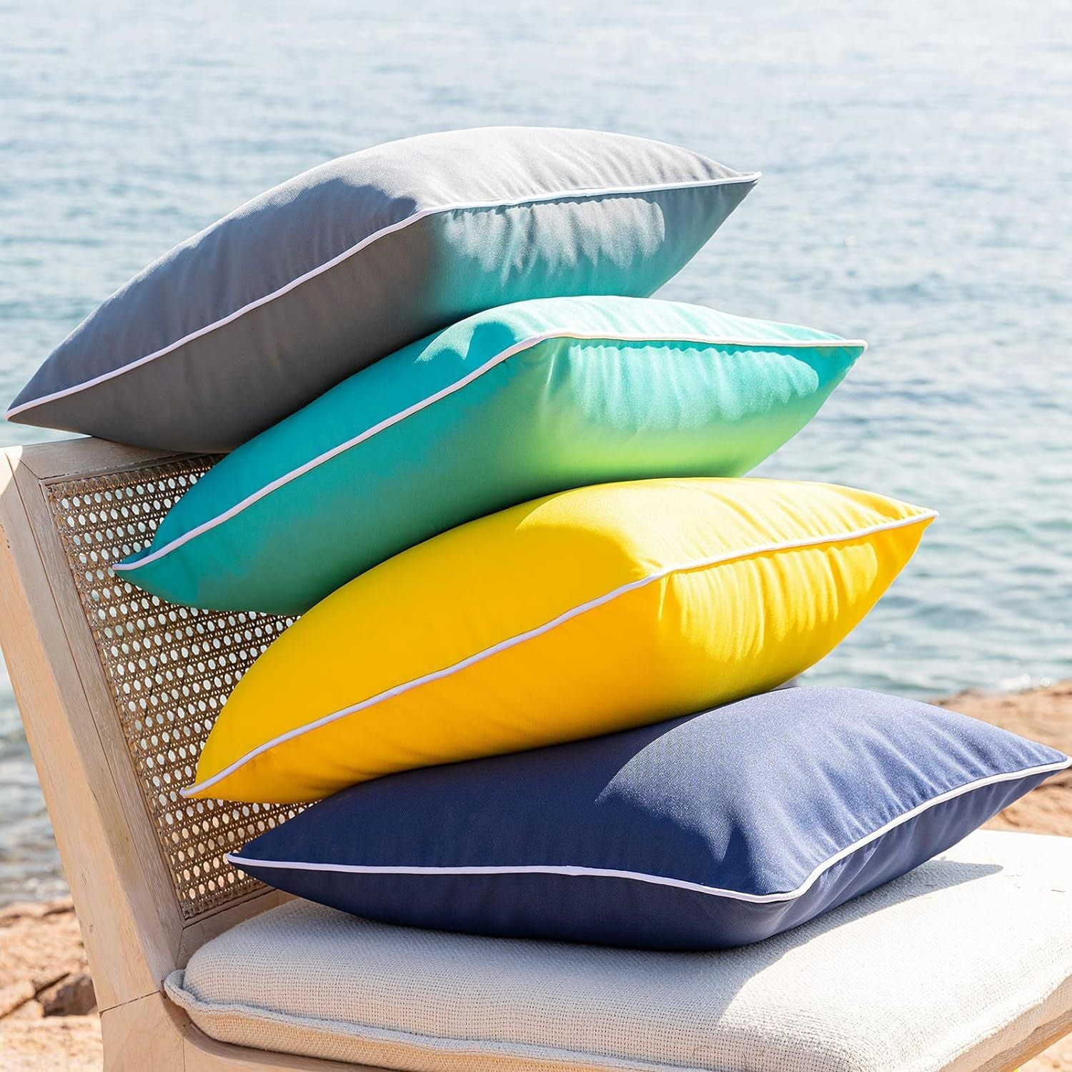 HKM-572947 Outdoor Waterproof Decorative Pillow Cover for Patio and Tent - Square Cushion Case
