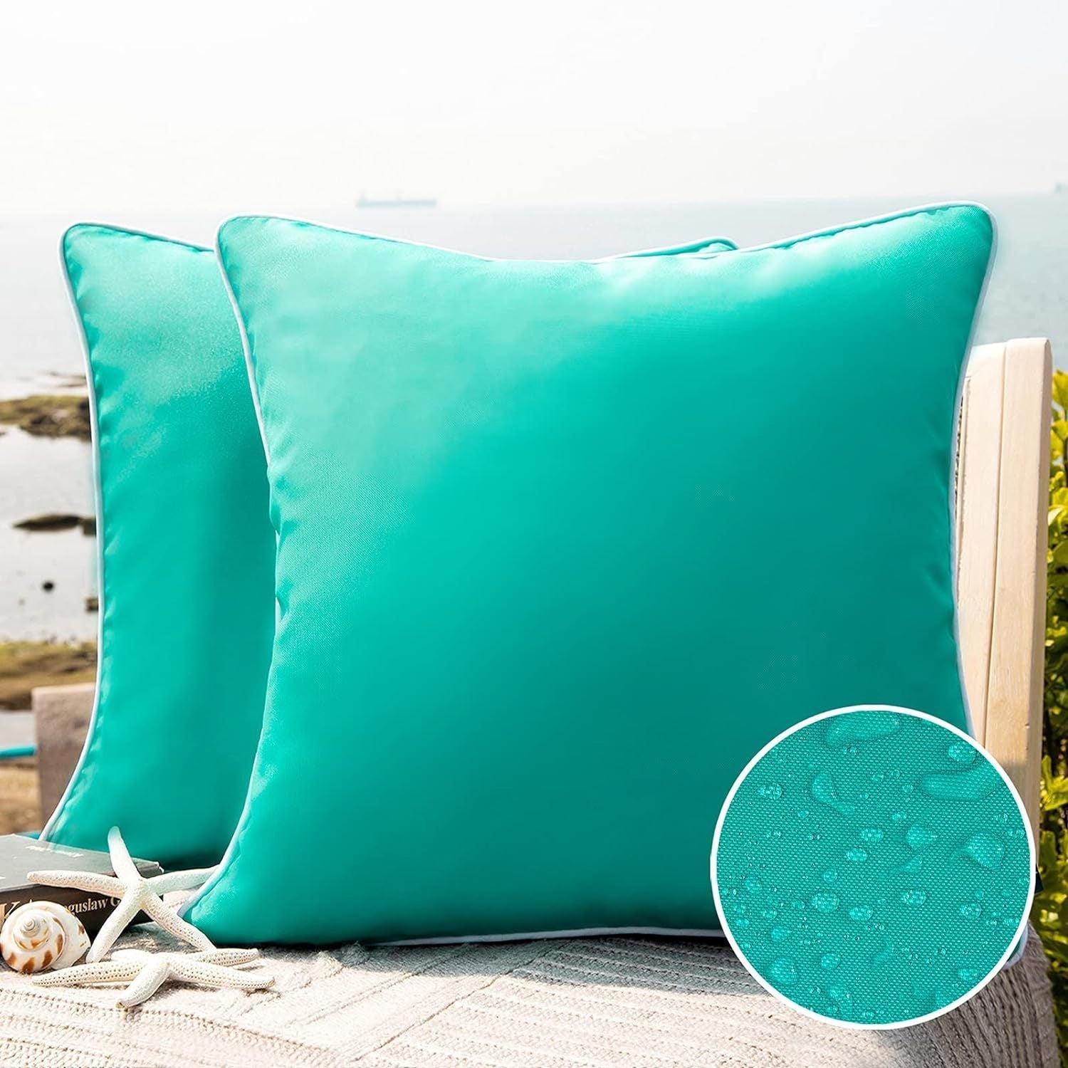 HKM-572947 Outdoor Waterproof Decorative Pillow Cover for Patio and Tent - Square Cushion Case