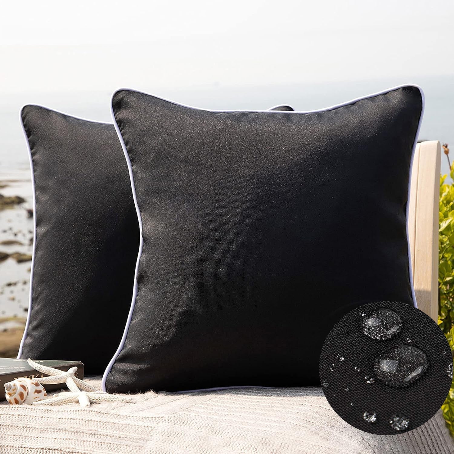 HKM-572947 Outdoor Waterproof Decorative Pillow Cover for Patio and Tent - Square Cushion Case