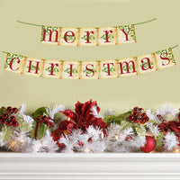 HKM-572947 Retro Christmas Hanging Flag Banner for Holiday Party Decoration, 14.5cm x 14.5cm, Includes Safety Needle and Rope