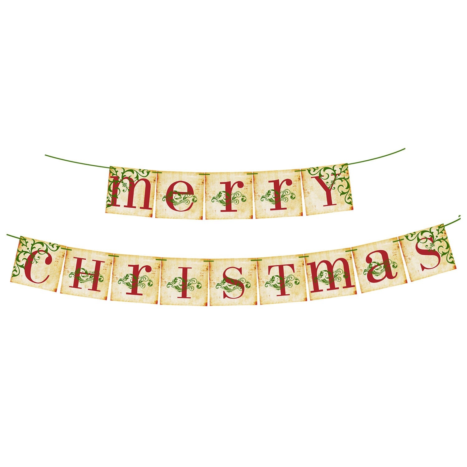 HKM-572947 Retro Christmas Hanging Flag Banner for Holiday Party Decoration, 14.5cm x 14.5cm, Includes Safety Needle and Rope