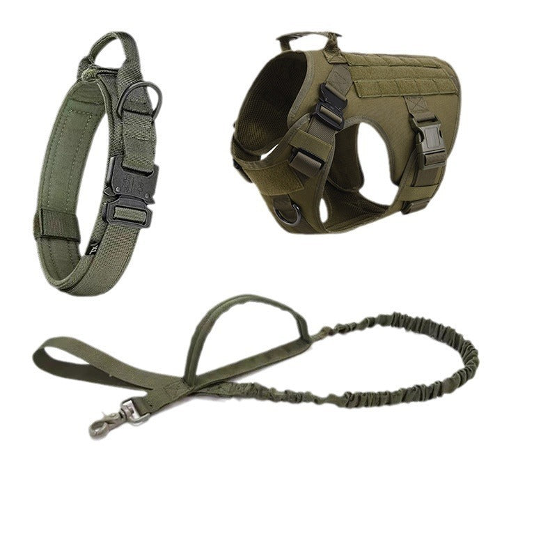 HKM-573011 Outdoor Dog Collar and Leash Set with Hand Strap - Available in Black, Army Green, Brown, and CP Camouflage