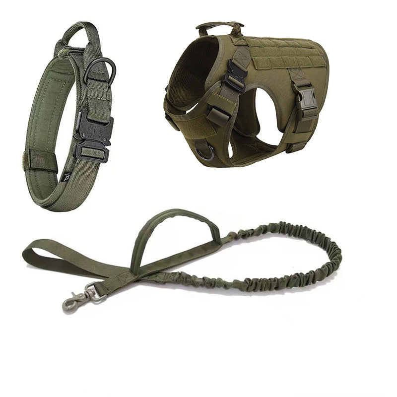 HKM-573011 Outdoor Dog Collar and Leash Set with Hand Strap - Available in Black, Army Green, Brown, and CP Camouflage