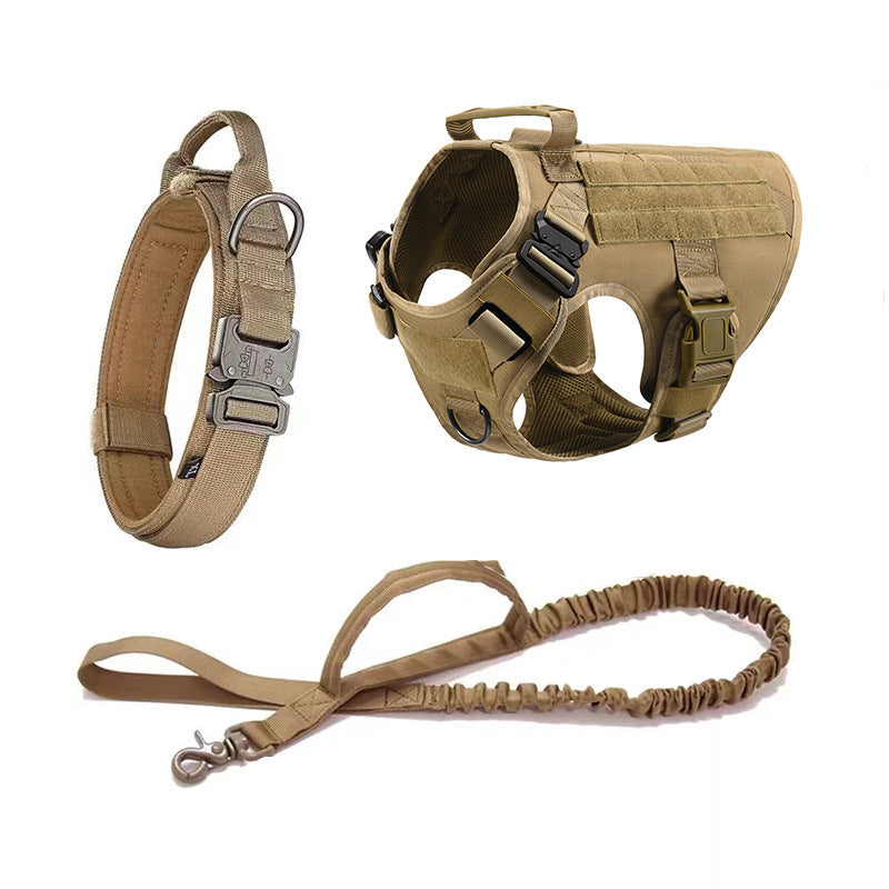 HKM-573011 Outdoor Dog Collar and Leash Set with Hand Strap - Available in Black, Army Green, Brown, and CP Camouflage