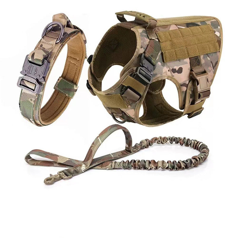 HKM-573011 Outdoor Dog Collar and Leash Set with Hand Strap - Available in Black, Army Green, Brown, and CP Camouflage