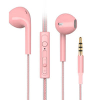 HKM-573011 Wired Earplug Headset in Multiple Colors: Black, White, Pink, Green, Red