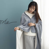 HKM-573139 Cozy Office Nap Wearable Blanket Hoodie - Plush Coral Fleece Shawl with Sleeves for Home and Sofa Use