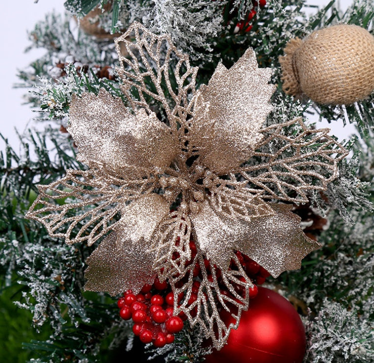 HKM-573267 Glittery Christmas Tree Wreath in White, Pink, Gold, Red, Champagne, Coffee, and Copper - 16CM