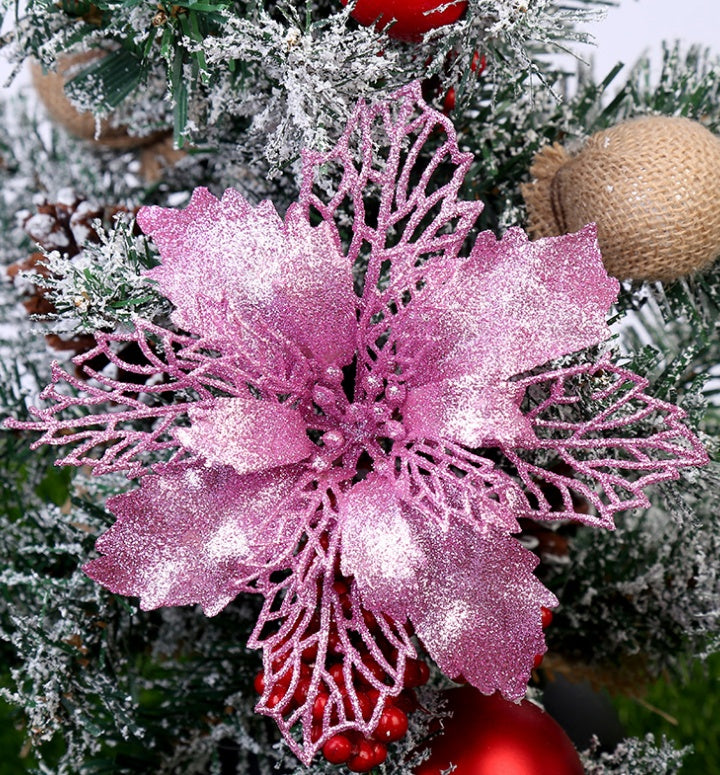 HKM-573267 Glittery Christmas Tree Wreath in White, Pink, Gold, Red, Champagne, Coffee, and Copper - 16CM