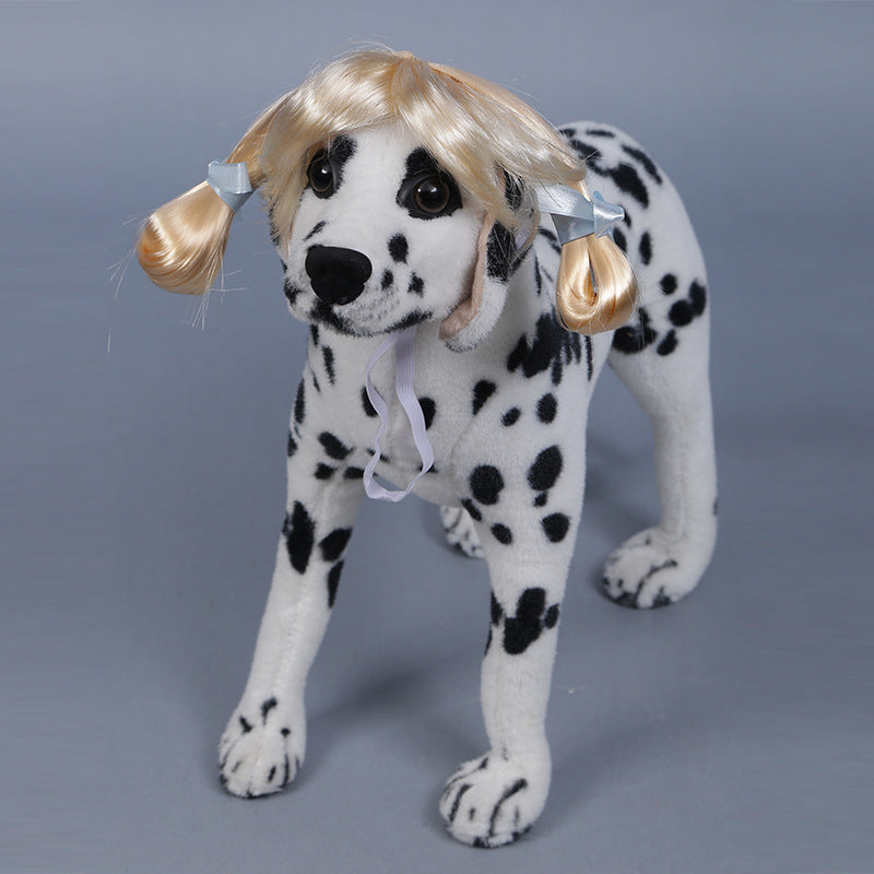 HKM-573331 Pet Dog Wig with Tied Double Braid for Fun Costumes and Performance