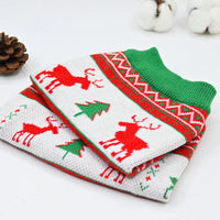 HKM-573395 Cozy Red Wool Sweater with Snow Elk Design for Cats and Dogs