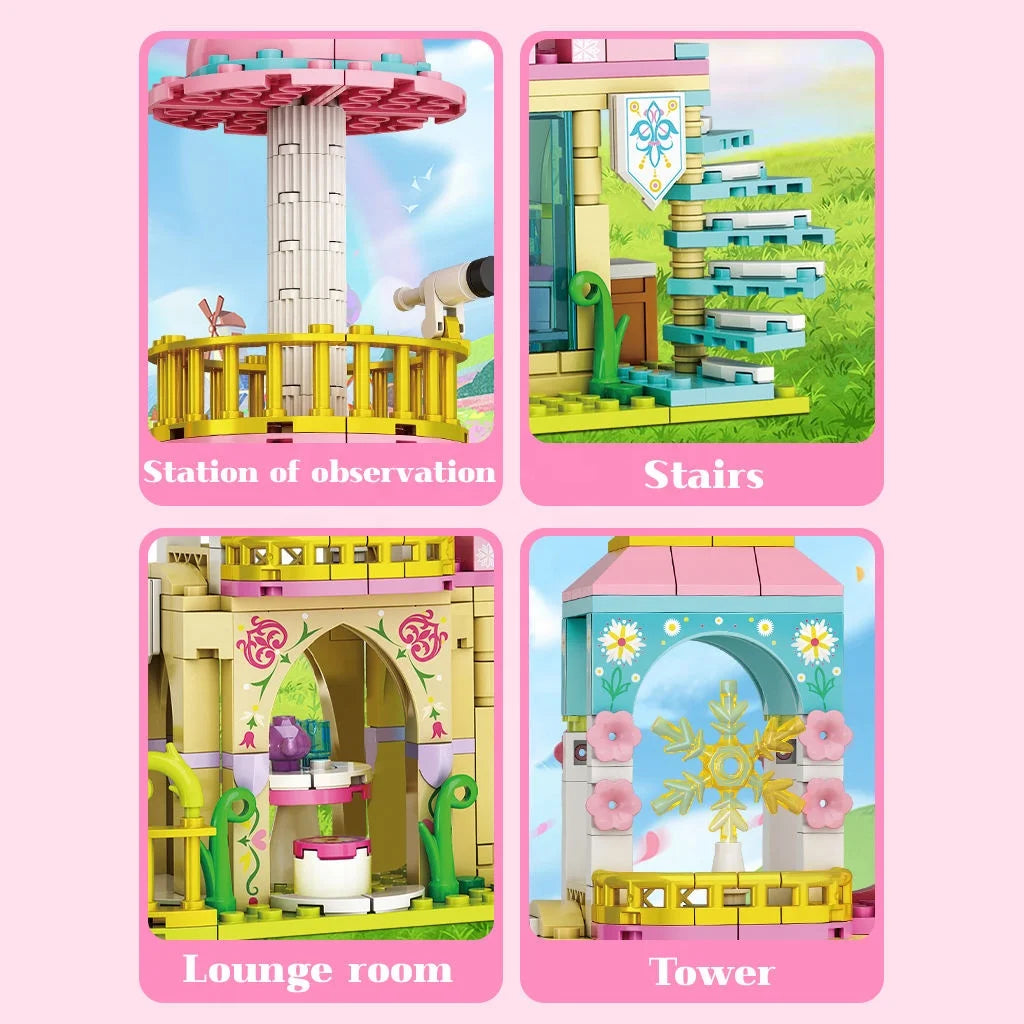 HKM-573395 Princess Castle Building Block Set - DIY 3D Puzzle Toy for Girls Age 5 and Up, Educational Construction Kit