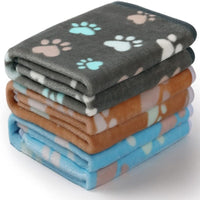 HKM-573459 Flannel Coral Fleece Pet Blanket in Large Dog's Paw Print - Multiple Sizes Available