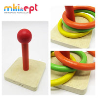 HKM-573459 Wooden Ring Toss Game for Kids Ages 2-4 - Develops Eye-Hand Coordination and Fine Motor Skills