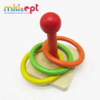 HKM-573459 Wooden Ring Toss Game for Kids Ages 2-4 - Develops Eye-Hand Coordination and Fine Motor Skills