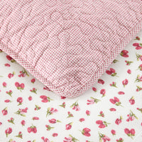 HKM-573651 European Pastoral Three-Piece Bedspread Set in Green Cotton with Plant and Flower Design