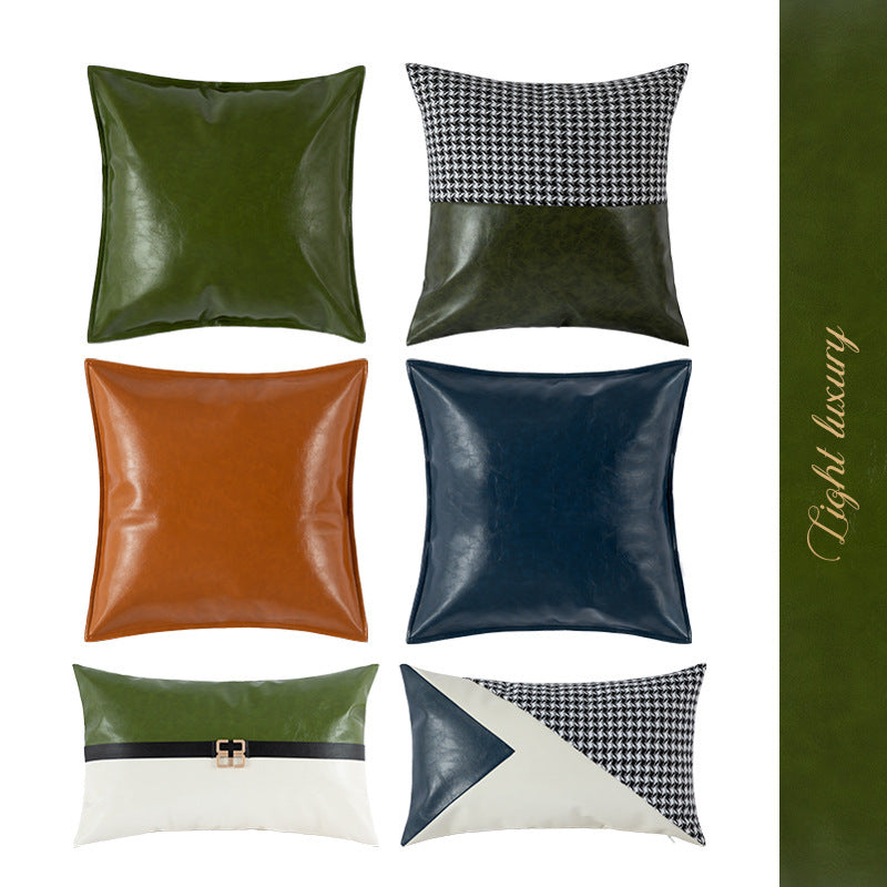HKM-573715 Modern Plain PU Leather Cushion Cover for Living Room Décor