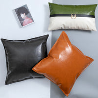 HKM-573715 Modern Plain PU Leather Cushion Cover for Living Room Décor