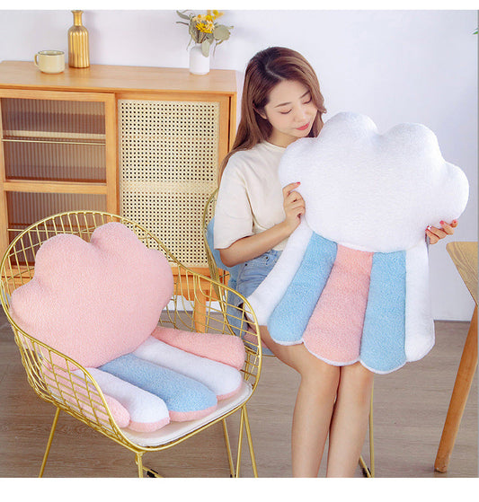 HKM-573779 Ergonomic Plush Waist Cushion for Long Office Sitting - Available in White, Blue, Pink