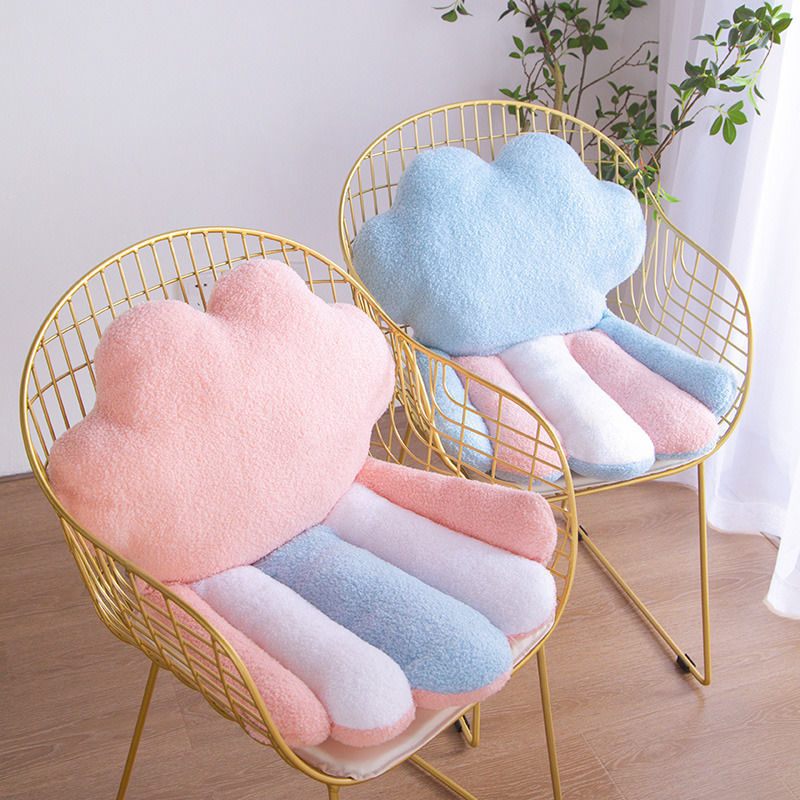 HKM-573779 Ergonomic Plush Waist Cushion for Long Office Sitting - Available in White, Blue, Pink