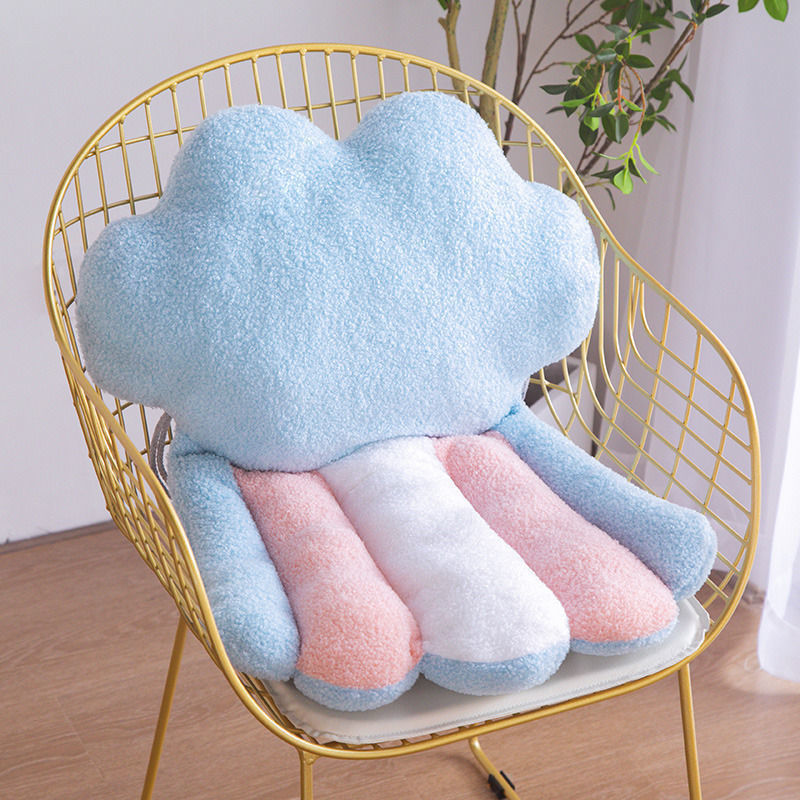 HKM-573779 Ergonomic Plush Waist Cushion for Long Office Sitting - Available in White, Blue, Pink