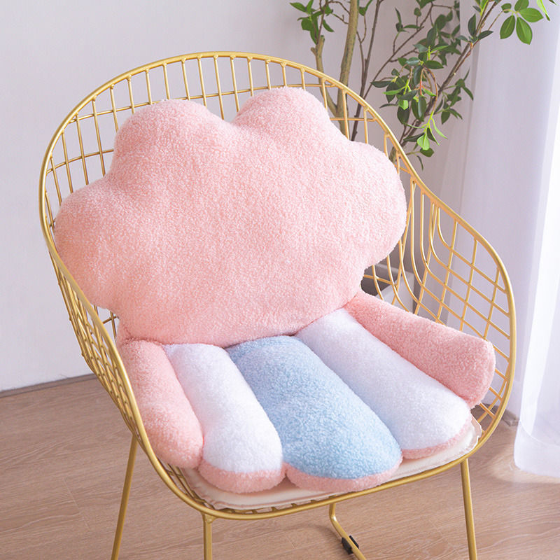 HKM-573779 Ergonomic Plush Waist Cushion for Long Office Sitting - Available in White, Blue, Pink