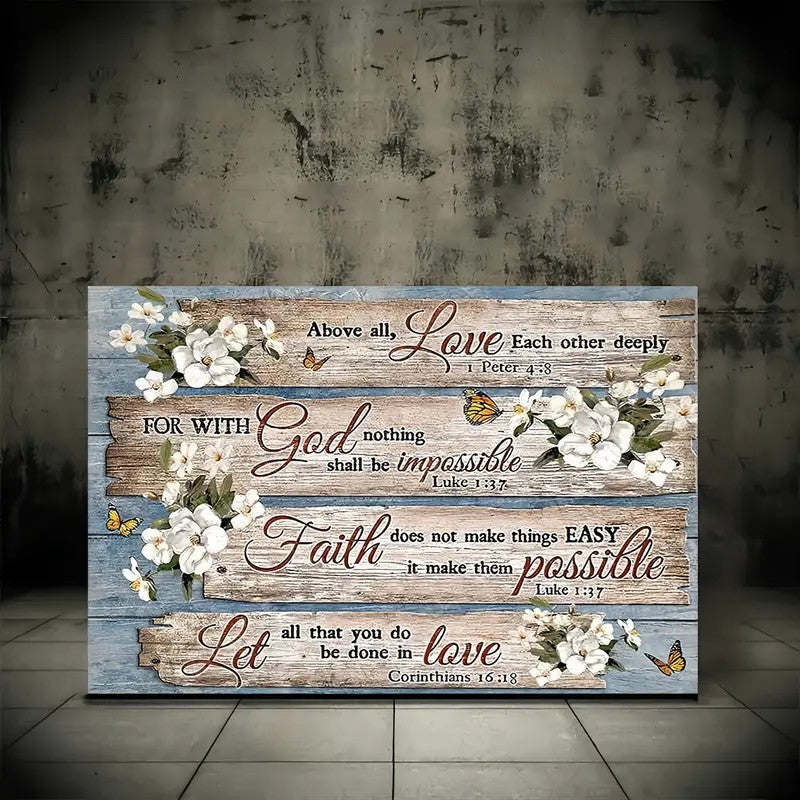 HKM-573907 Inspirational Christian Bible Verses Wood Frame Canvas Art for Home Decor