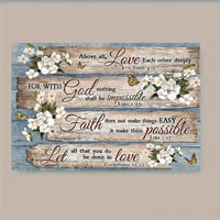 HKM-573907 Inspirational Christian Bible Verses Wood Frame Canvas Art for Home Decor