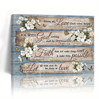 HKM-573907 Inspirational Christian Bible Verses Wood Frame Canvas Art for Home Decor