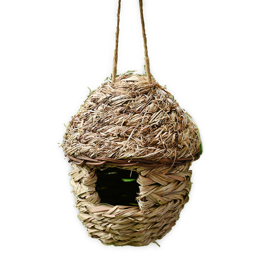 HKM-573907 Natural Grass Fiber Bird Nest - Hand-Woven Shelter with Predator Protection and Comfortable Resting Area