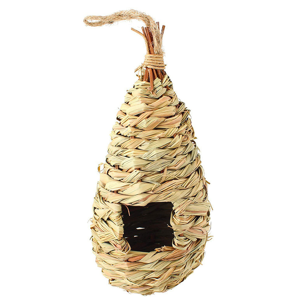 HKM-573907 Natural Grass Fiber Bird Nest - Hand-Woven Shelter with Predator Protection and Comfortable Resting Area