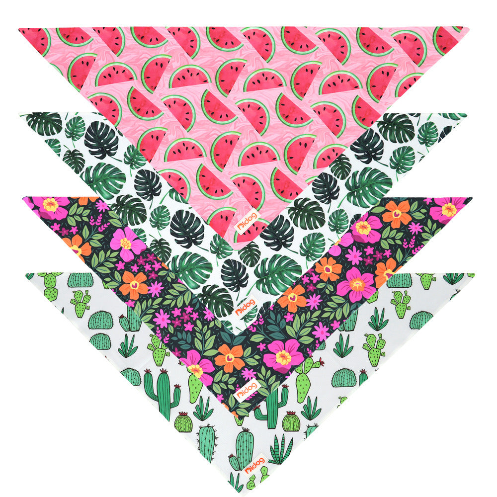 HKM-573971 Soft Cotton Dog Scarf in Green, Blue, Rose Red, and Red - 57cm