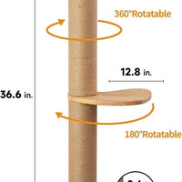 HKM-573971 Wooden Cat Climbing Frame with Flax Cordage for Wall-Mounted Jumping Platform